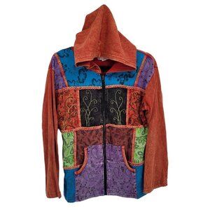 The collection royal womens red green purple patchwork hoodie jacket floral